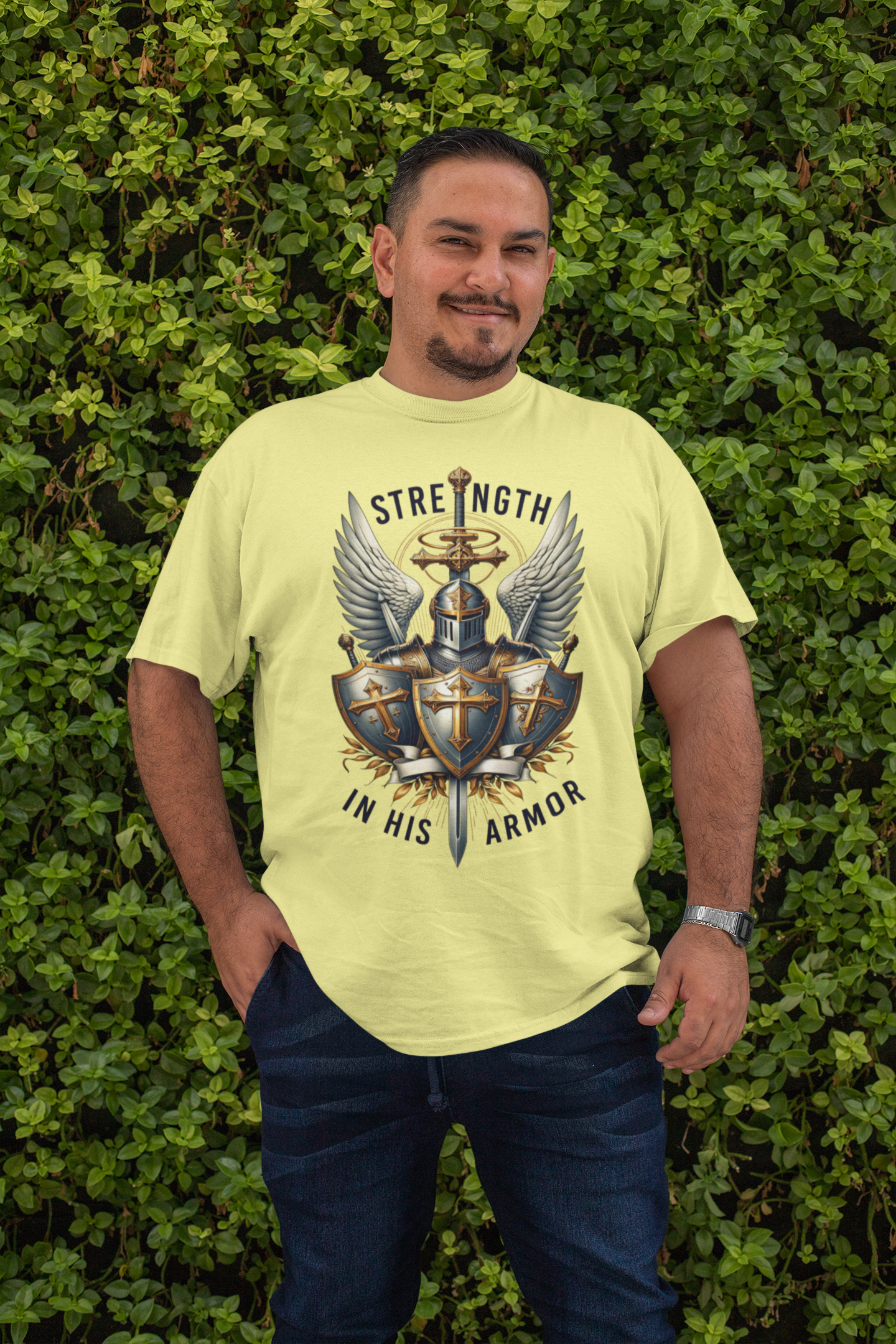 . ARMOR OF GOD Plus Size Heavy Weight Christian T-Shirt (S-5XL):  Men's Hanes Beefy-T®