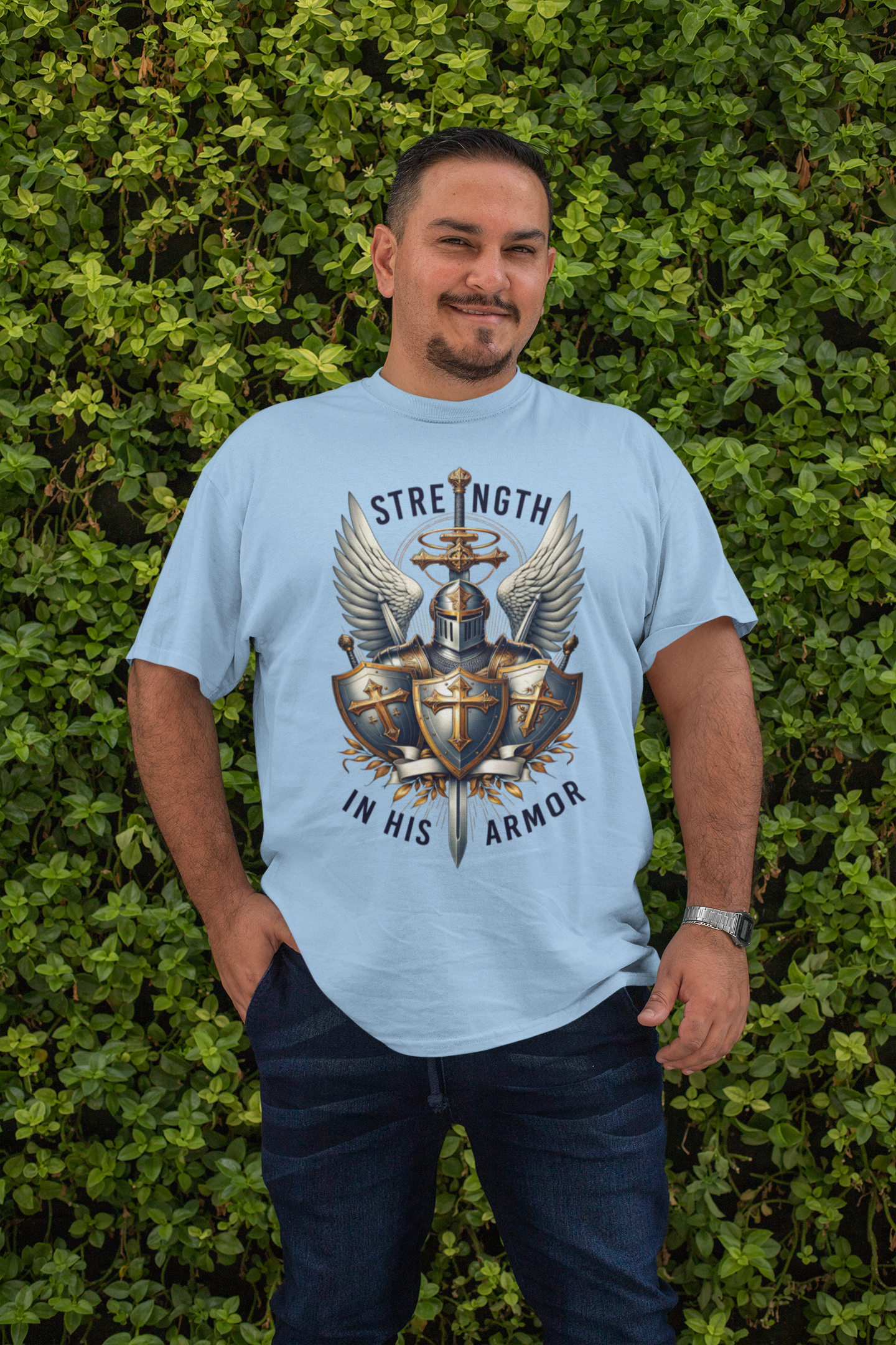 . ARMOR OF GOD Plus Size Heavy Weight Christian T-Shirt (S-5XL):  Men's Hanes Beefy-T®