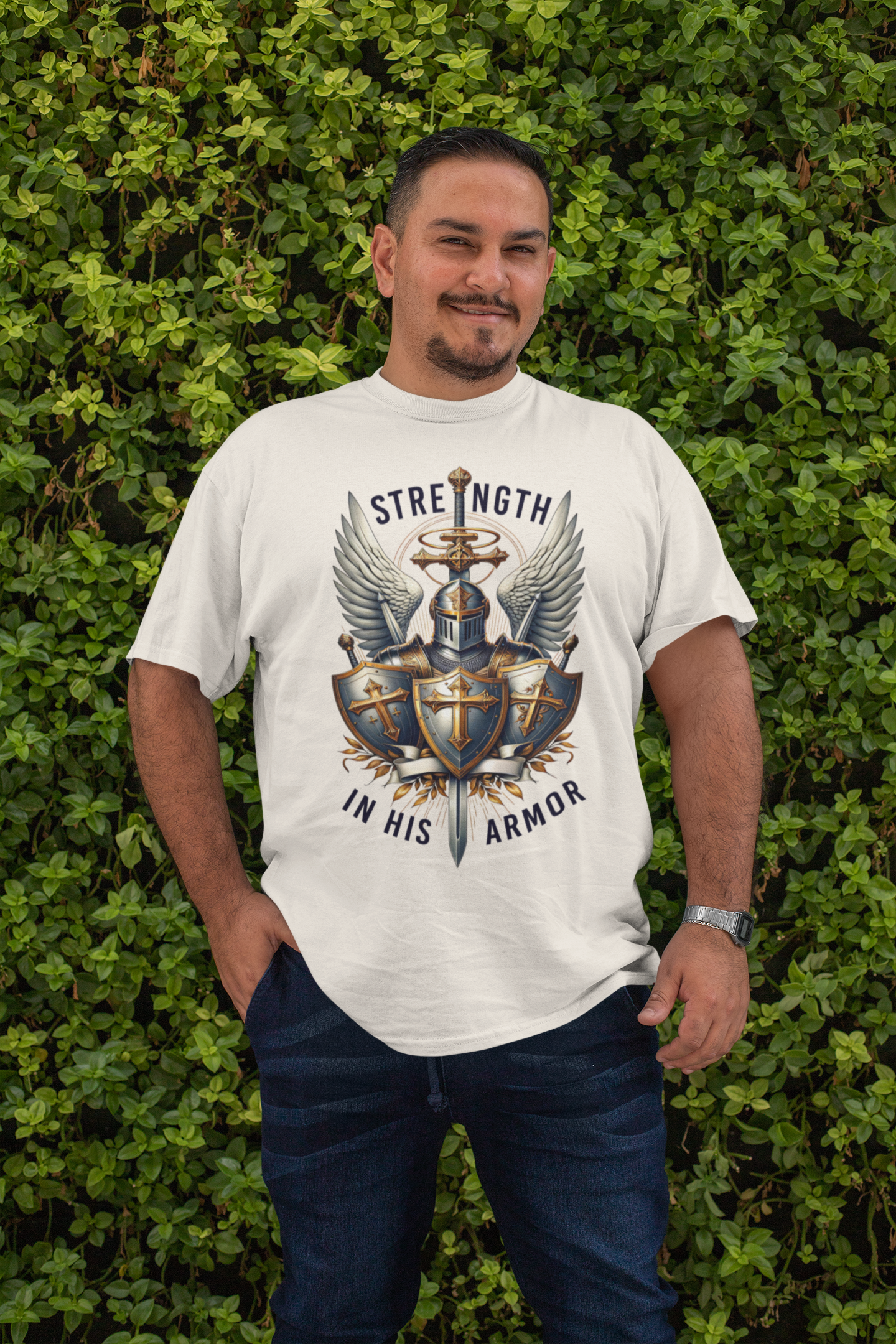 . ARMOR OF GOD Plus Size Heavy Weight Christian T-Shirt (S-5XL):  Men's Hanes Beefy-T®