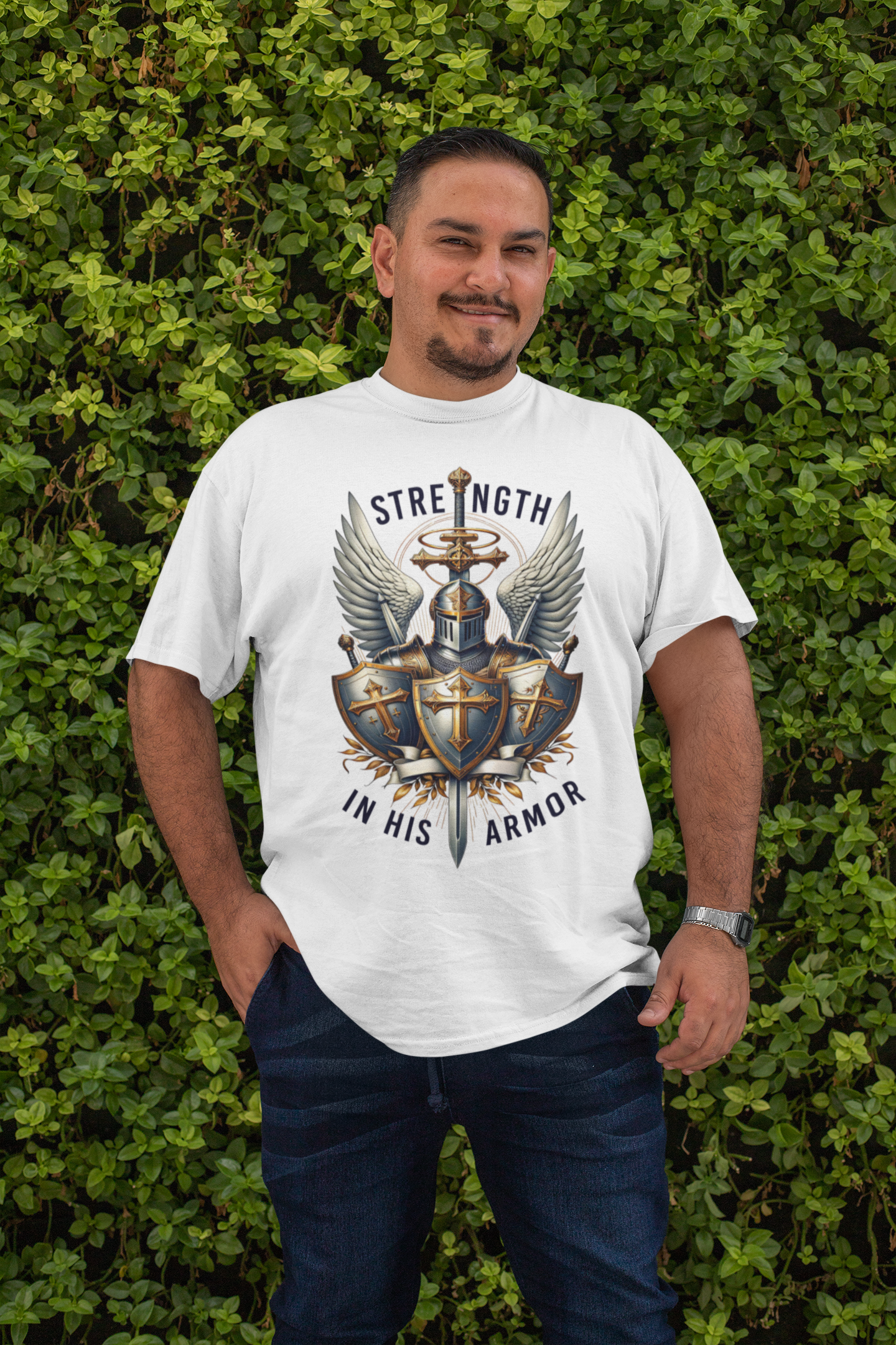 . ARMOR OF GOD Plus Size Heavy Weight Christian T-Shirt (S-5XL):  Men's Hanes Beefy-T®