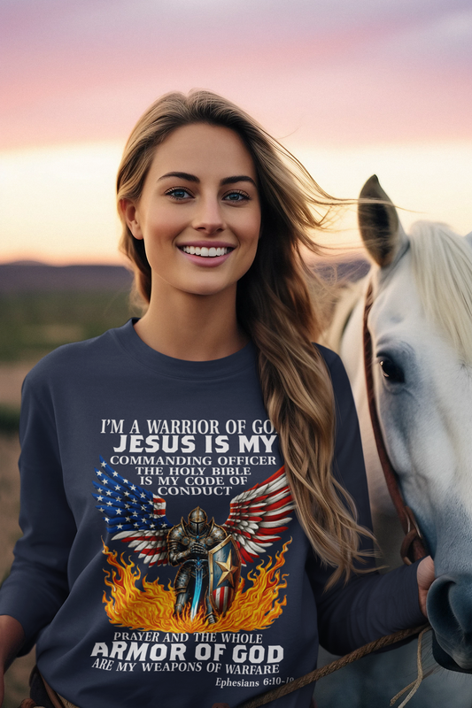 ARMOR OF GOD Heavy Weight Christian Long Sleeve T-Shirt (S-2XL):  Women's Gildan 2400 - FREE SHIPPING