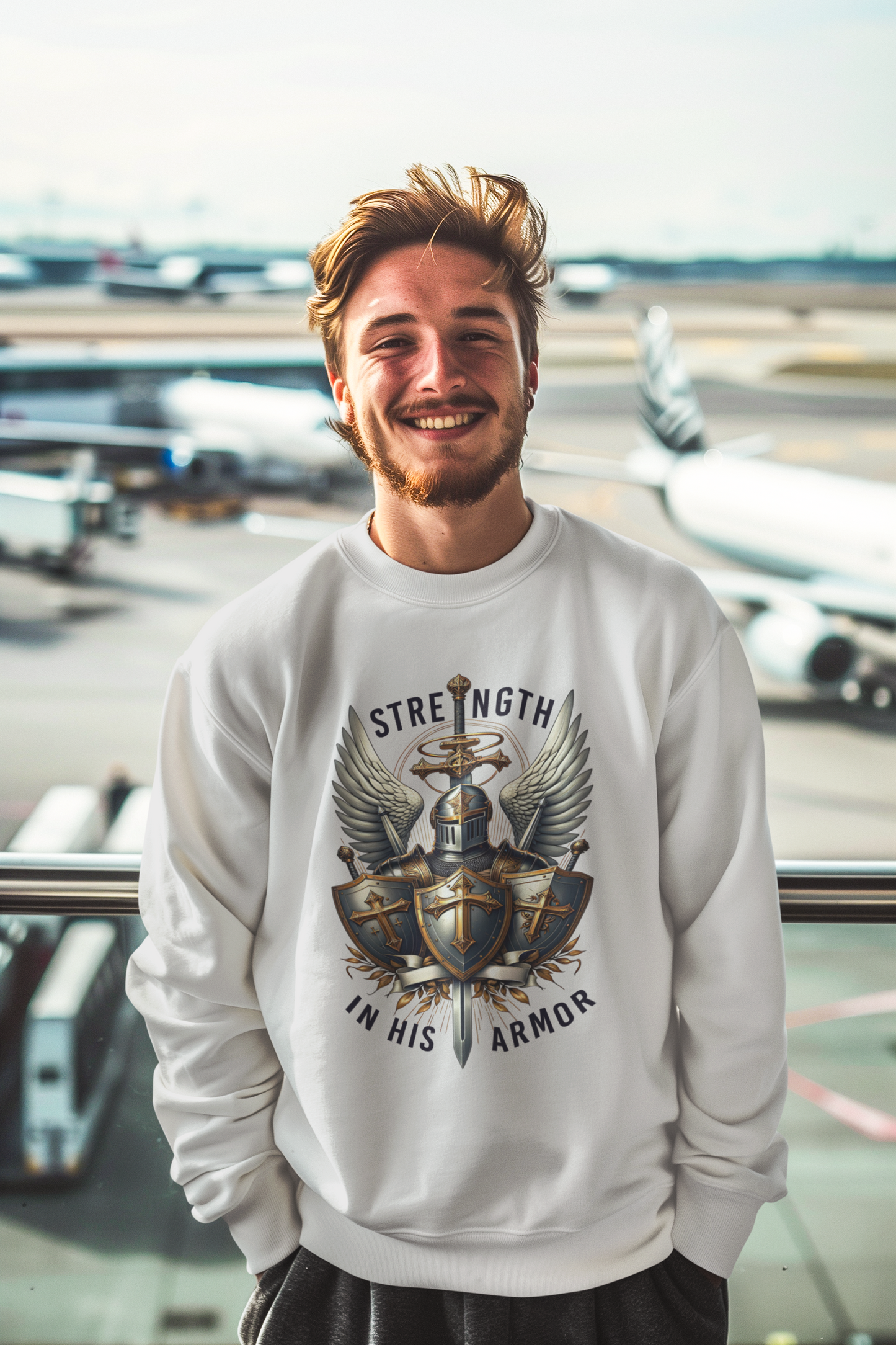 ARMOR OF GOD Heavy Weight Christian Sweatshirt (S-5XL):  Men's Gildan 18000