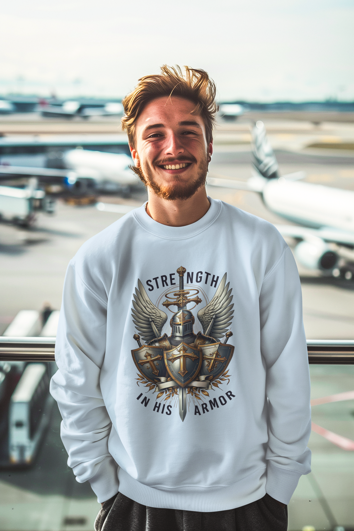 ARMOR OF GOD Heavy Weight Christian Sweatshirt (S-5XL):  Men's Gildan 18000