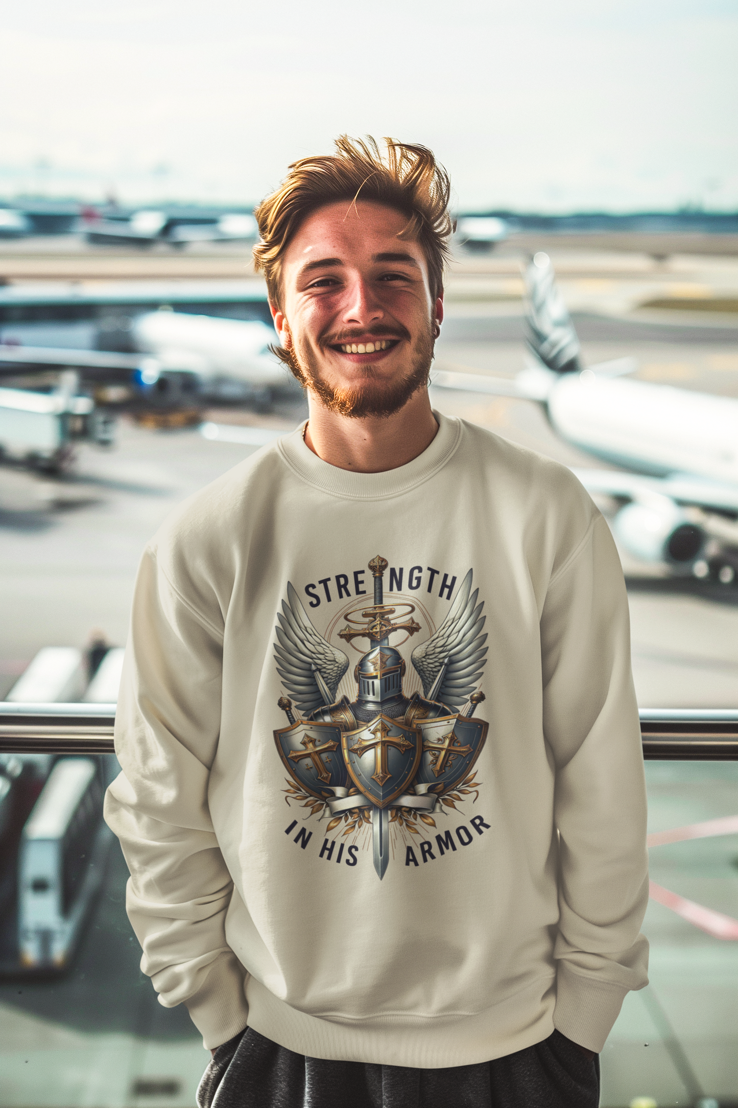 ARMOR OF GOD Heavy Weight Christian Sweatshirt (S-5XL):  Men's Gildan 18000