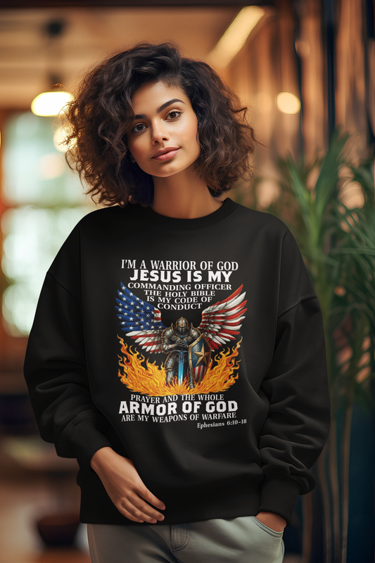 ARMOR OF GOD Heavy Weight Christian Sweatshirt (S-5XL):  Women's Gildan 18000 - FREE SHIPPING