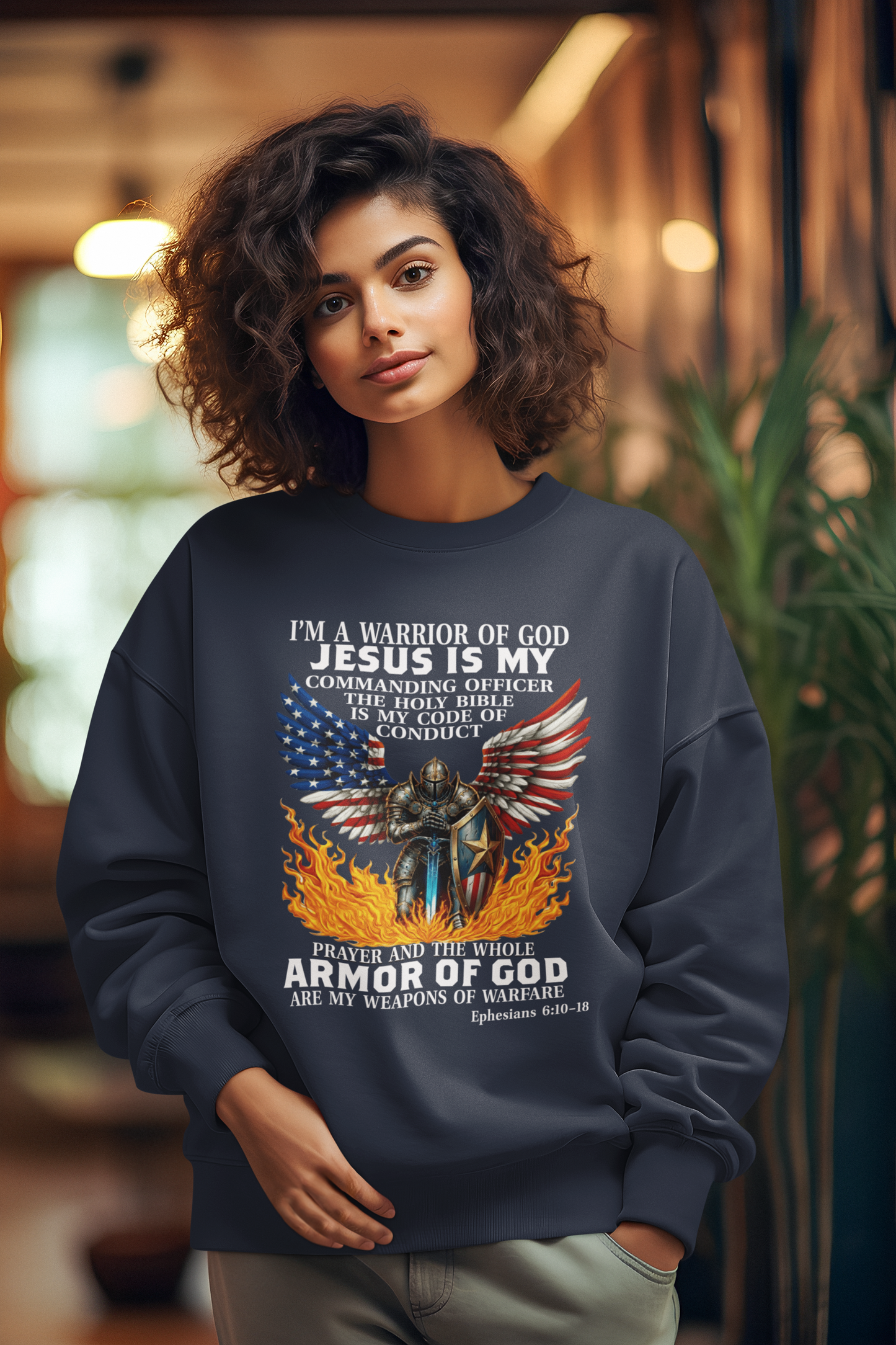 ARMOR OF GOD Heavy Weight Christian Sweatshirt (S-5XL):  Women's Gildan 18000 - FREE SHIPPING