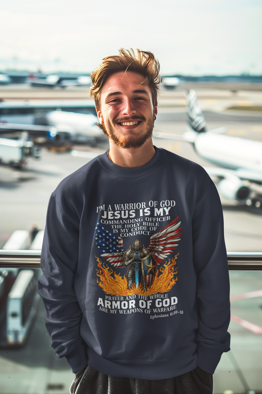 ARMOR OF GOD Heavy Weight Christian Sweatshirt (S-5XL):  Men's Gildan 18000