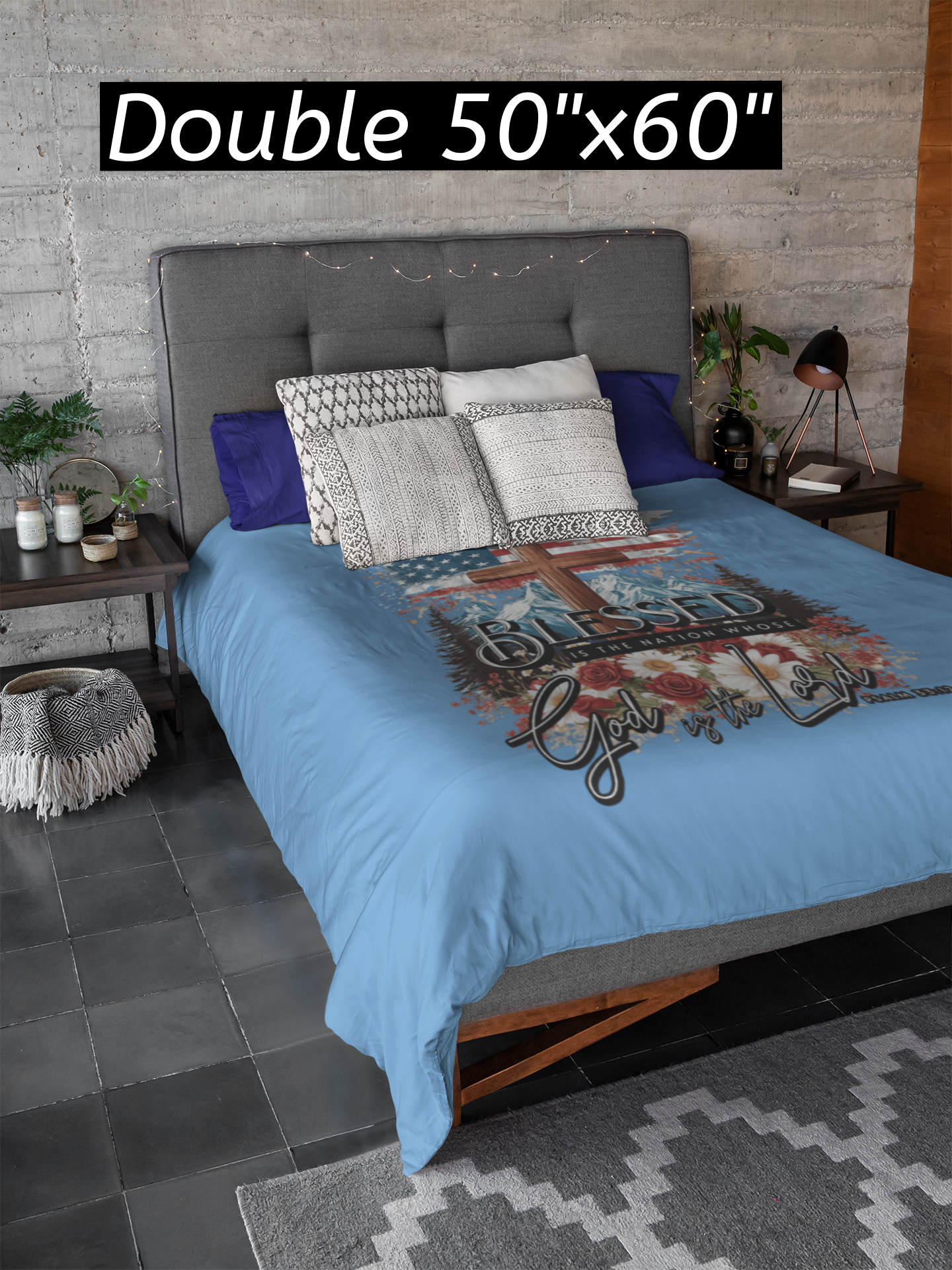 BLESSED IS THE NATION Light Weight Velveteen Plush Blanket (3 sizes available) - FREE SHIPPING