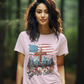BLESSED IS THE NATION Semi-Fitted Patriotic Christian T-Shirt (S-3XL):  Women's Gildan 5000L - FREE SHIPPING
