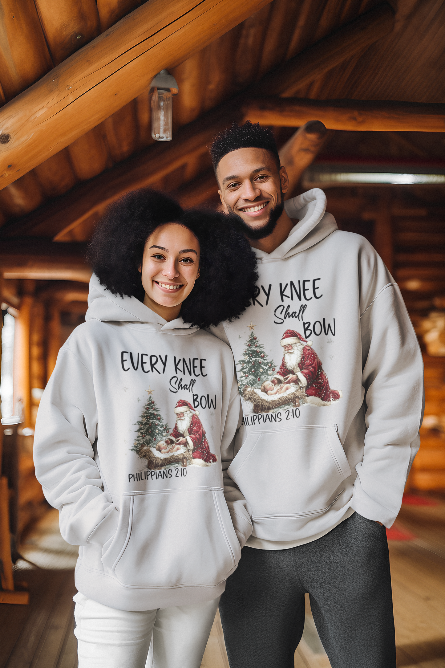 EVERY KNEE SHALL BOW Heavy Weight Christmas Hoodie (S-5XL):  Men's Gildan 18500 - FREE SHIPPING