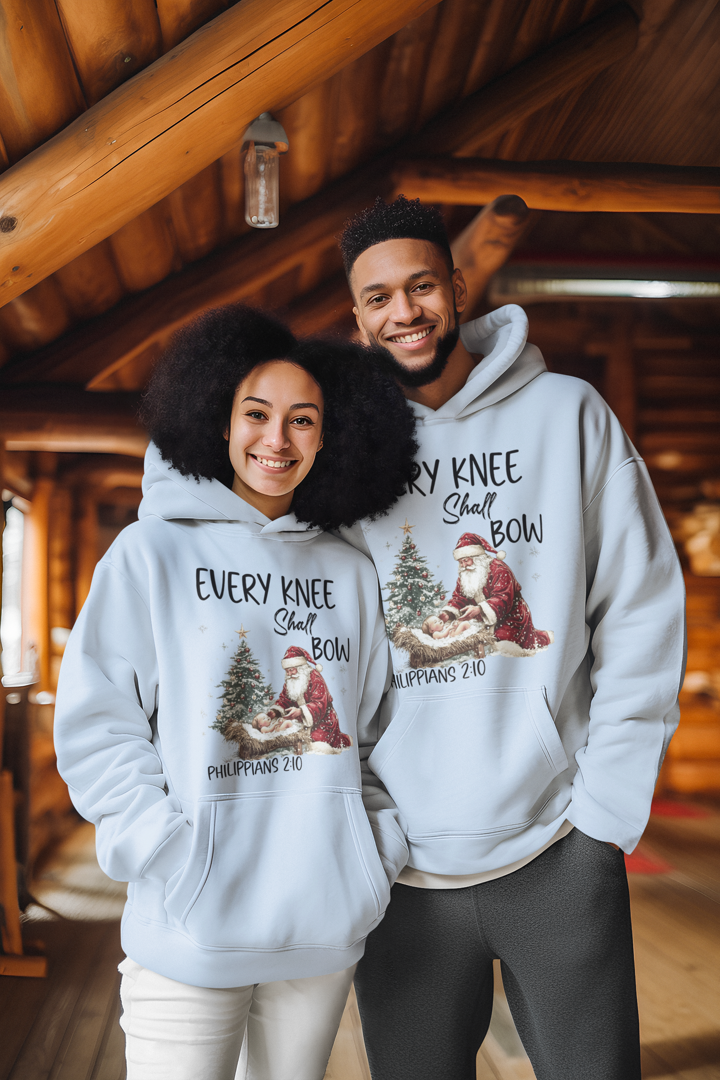 EVERY KNEE SHALL BOW Heavy Weight Christmas Hoodie (S-5XL):  Men's Gildan 18500 - FREE SHIPPING