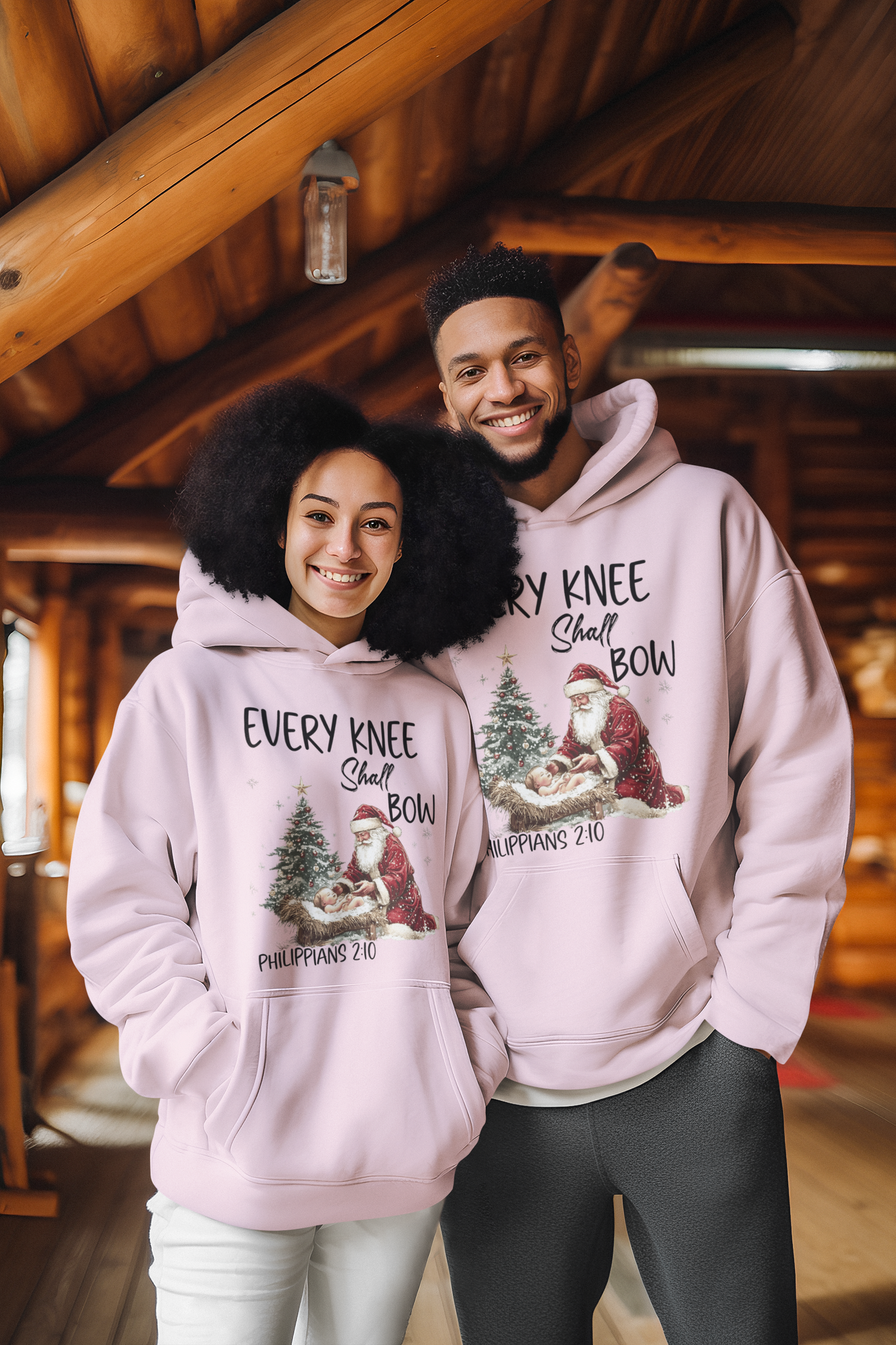 EVERY KNEE SHALL BOW Heavy Weight Christmas Hoodie (S-5XL):  Men's Gildan 18500 - FREE SHIPPING