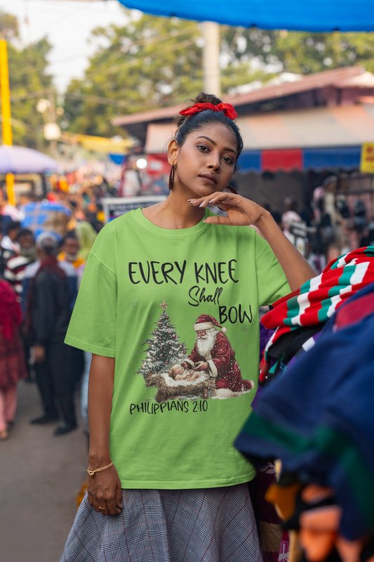 EVERY KNEE SHALL BOW Plus Size Heavy Weight Christmas T-Shirt (S-5XL):  Women's Hanes Beefy-T® - FREE SHIPPING