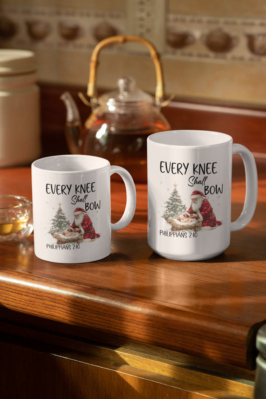 EVERY KNEE SHALL BOW Ceramic Christmas Coffee Mug (11oz, 15oz)