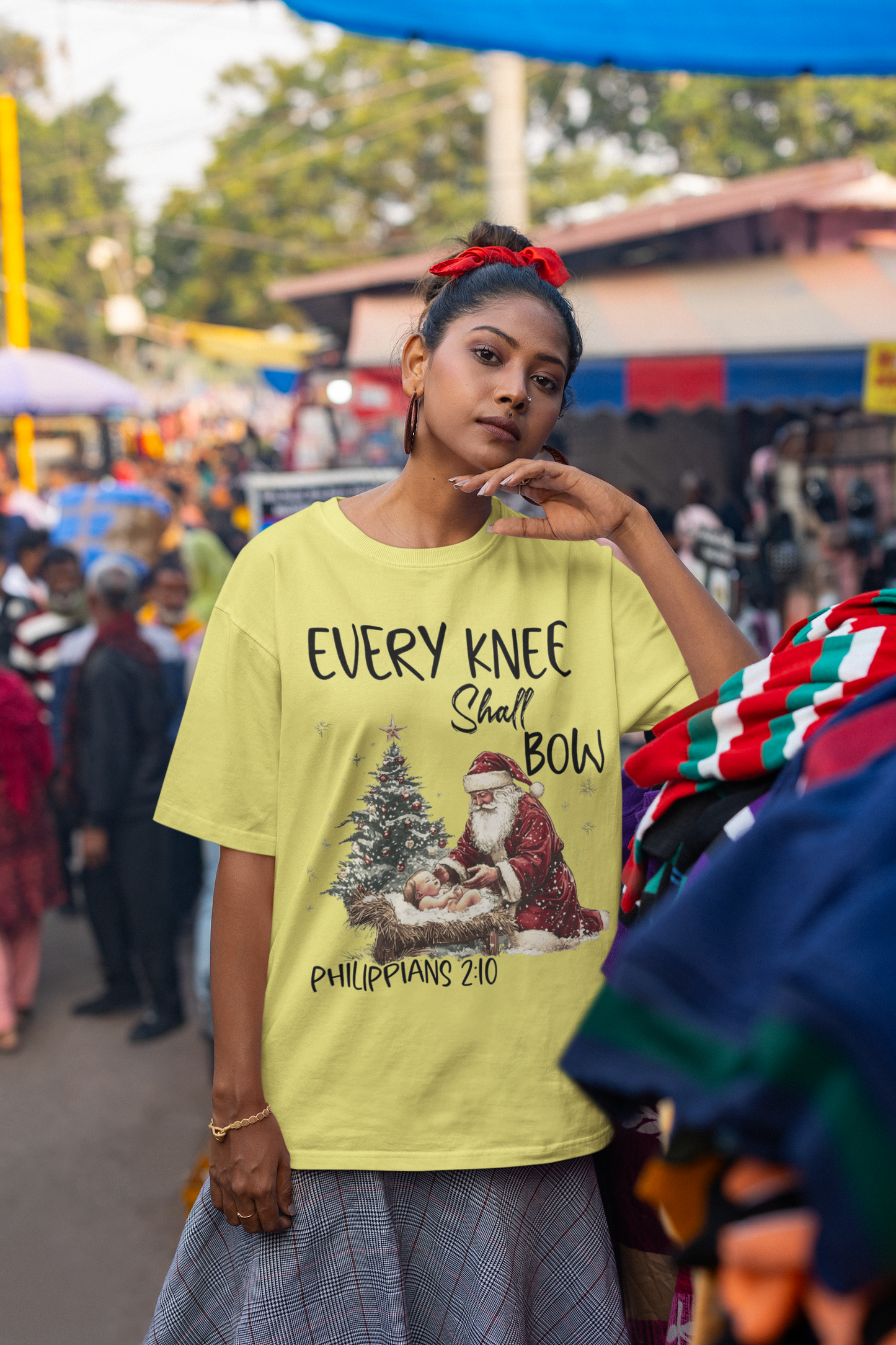 EVERY KNEE SHALL BOW Plus Size Heavy Weight Christmas T-Shirt (S-5XL):  Women's Hanes Beefy-T® - FREE SHIPPING