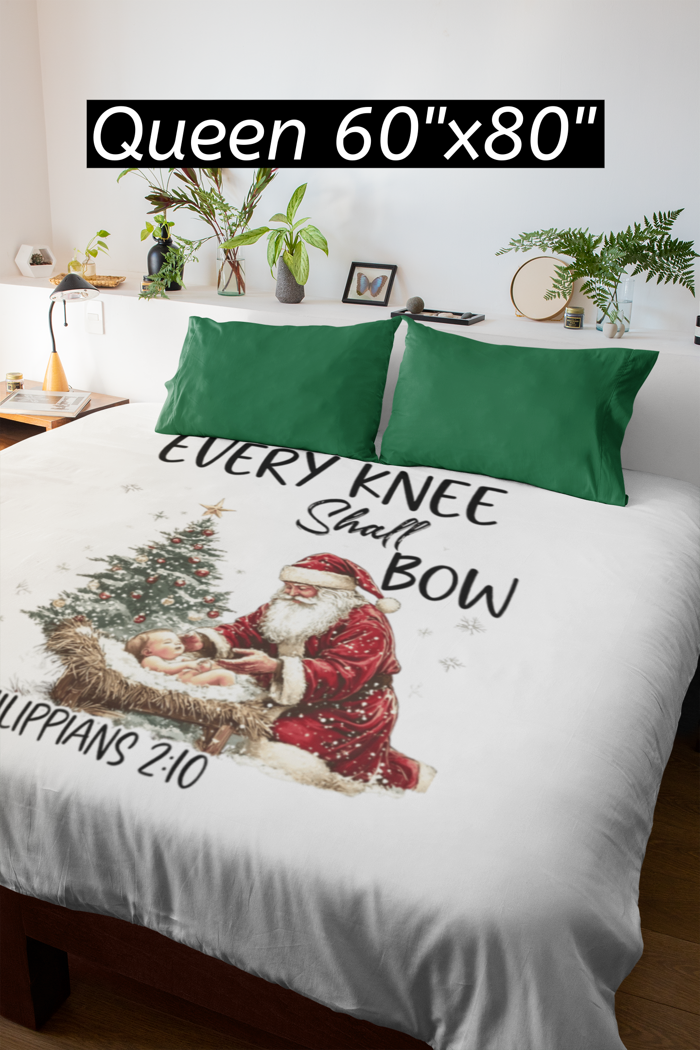 EVERY KNEE Shall BOW Light Weight Christmas Velveteen Plush Blanket (3 sizes available)