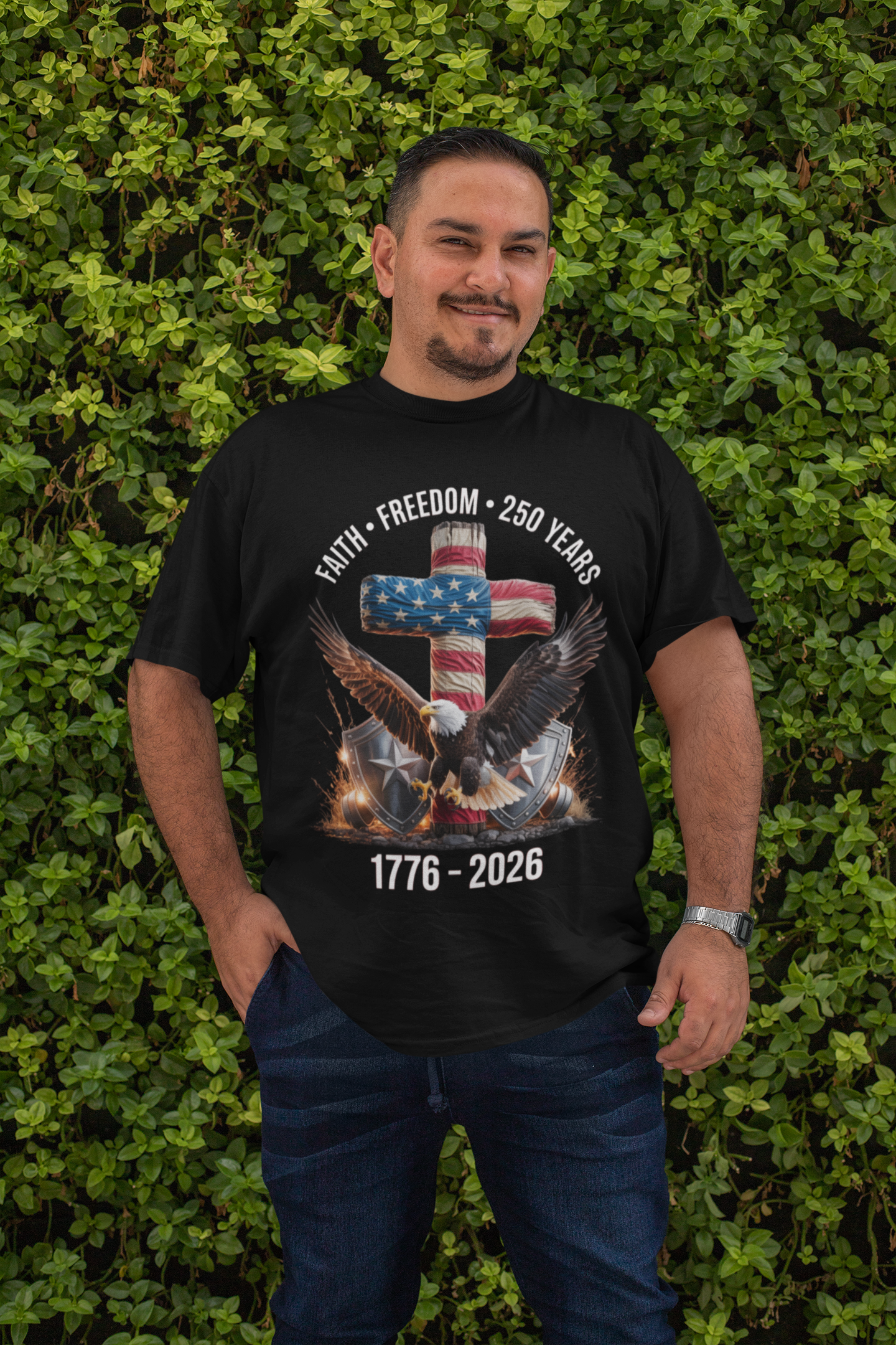 . FAITH & FREEDOM Plus Size Heavy Weight Patriotic Christian T-Shirt (S-5XL):  Men's Hanes Beefy-T® - FREE SHIPPING