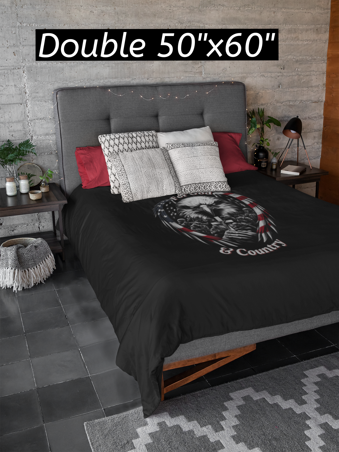 FOR GOD & COUNTRY Light Weight Patriotic Christian Velveteen Plush Blanket (3 sizes available) - FREE SHIPPING