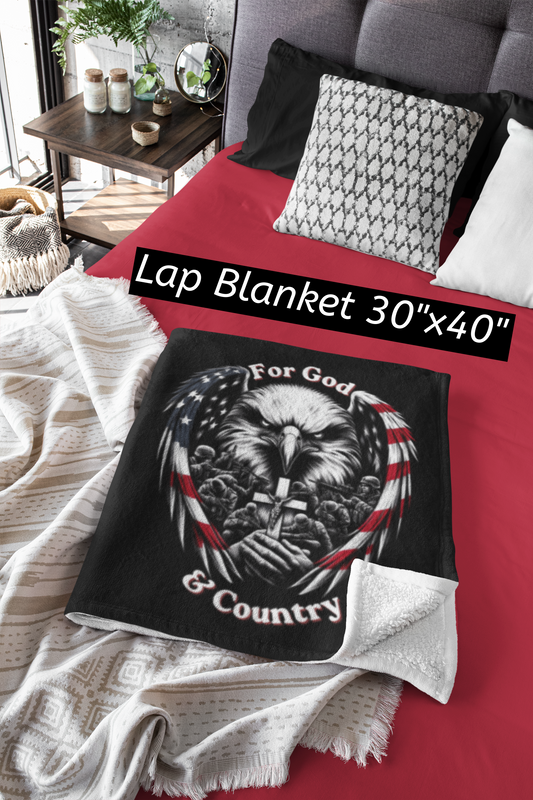 FOR GOD & COUNTRY Light Weight Patriotic Christian Velveteen Plush Blanket (3 sizes available) - FREE SHIPPING