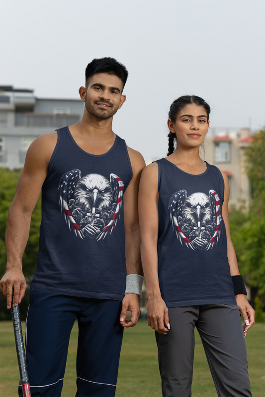 FOR GOD & COUNTRY Medium Weight Patriotic Christian Tank Top (S-2XL):  Men's & Women's 5200 - FREE SHIPPING