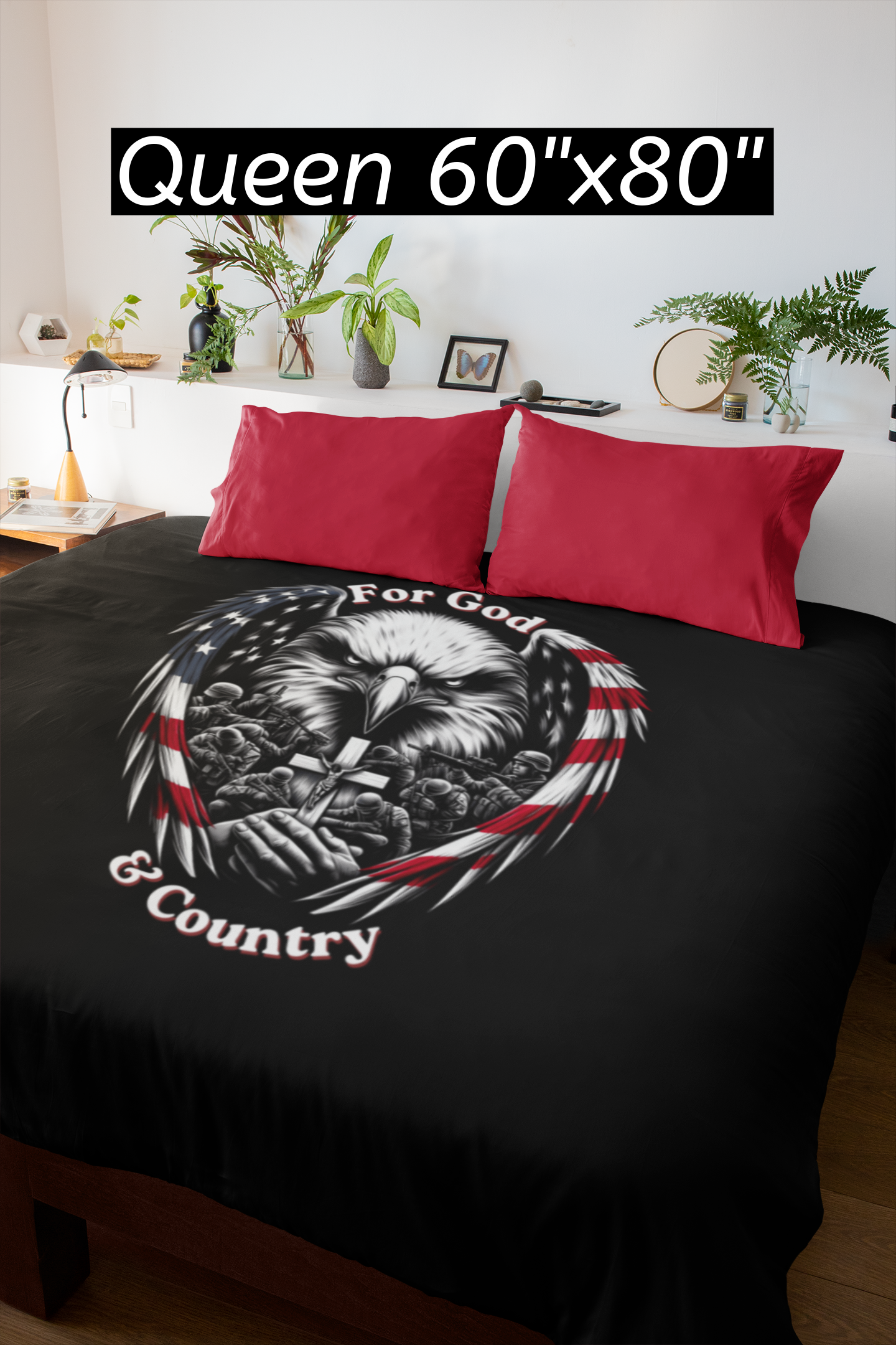 FOR GOD & COUNTRY Light Weight Patriotic Christian Velveteen Plush Blanket (3 sizes available) - FREE SHIPPING
