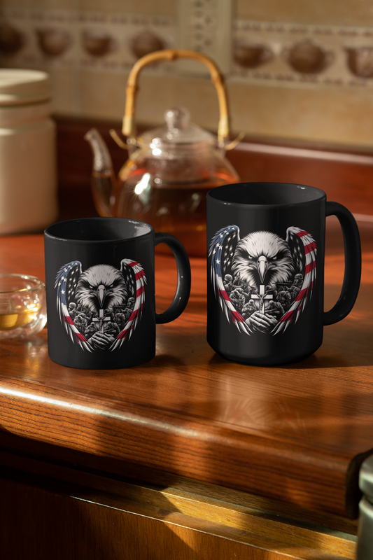 FOR GOD & COUNTRY Patriotic Christian Ceramic Coffee Mug (11oz, 15oz) - FREE SHIPPING