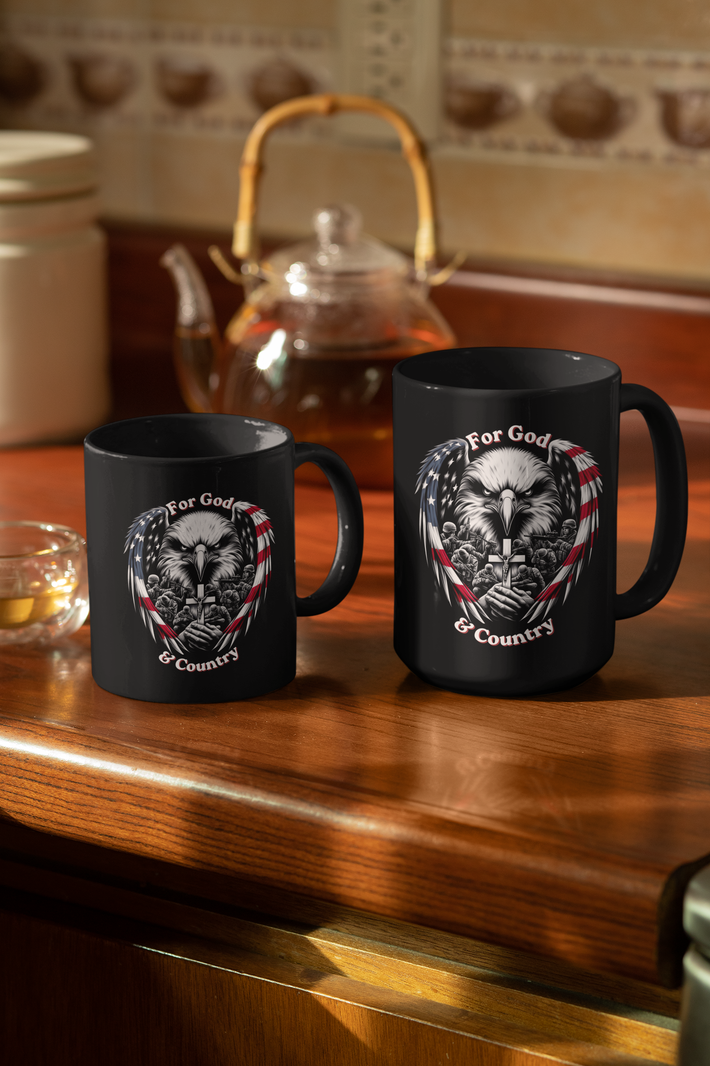 FOR GOD & COUNTRY Patriotic Christian Ceramic Coffee Mug (11oz, 15oz) - FREE SHIPPING
