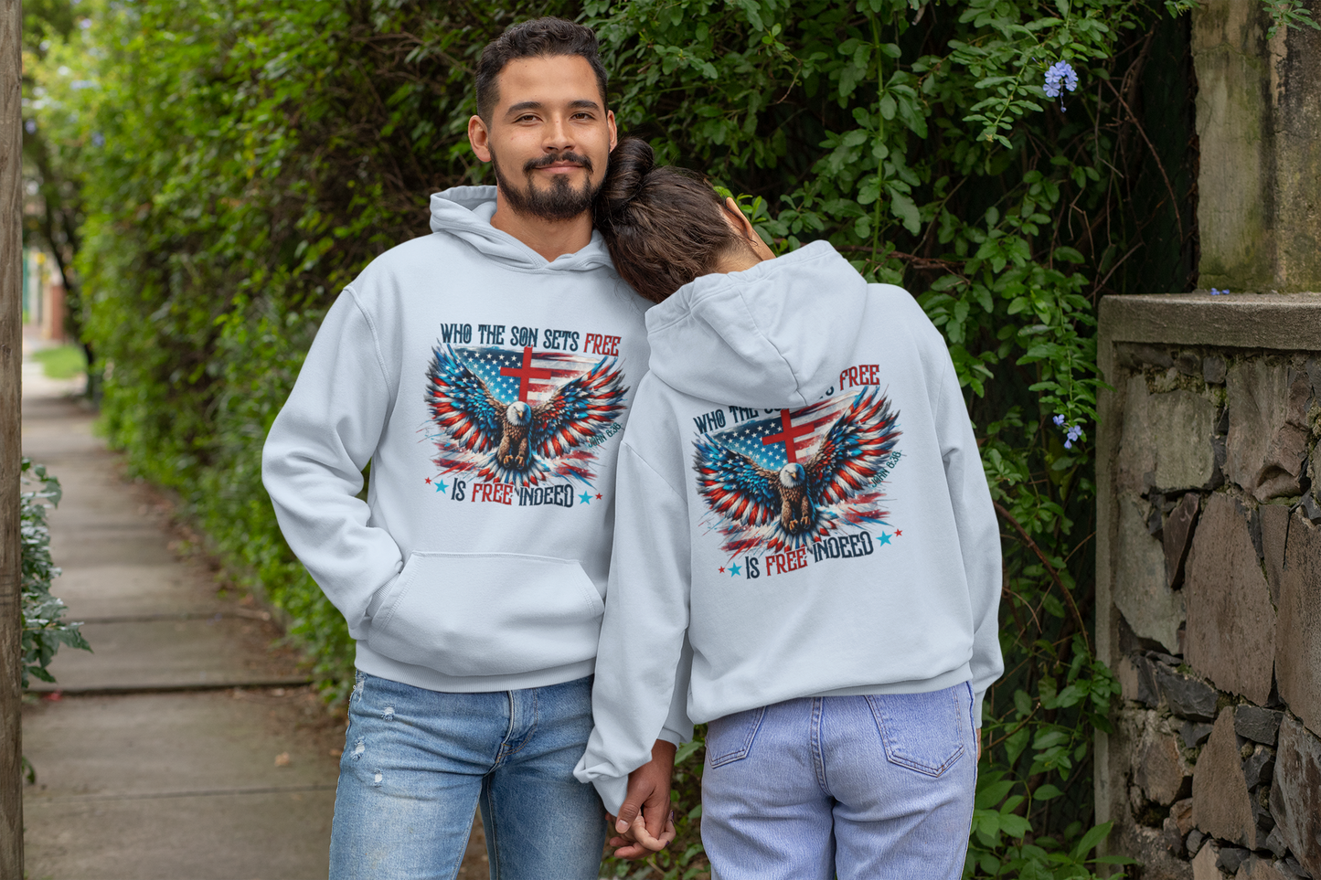 FREE INDEED Heavy Weight Patriotic Christian Hoodie (S-5XL):  Men's & Women's Gildan 18500 - FREE SHIPPING
