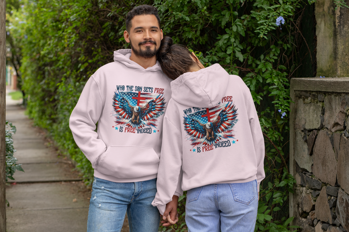 FREE INDEED Heavy Weight Patriotic Christian Hoodie (S-5XL):  Men's & Women's Gildan 18500 - FREE SHIPPING