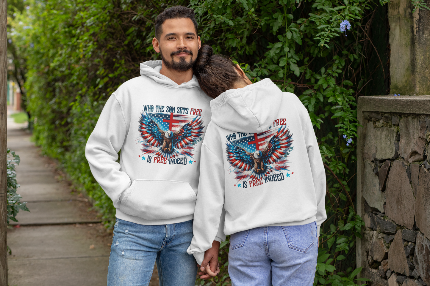 FREE INDEED Heavy Weight Patriotic Christian Hoodie (S-5XL):  Men's & Women's Gildan 18500 - FREE SHIPPING