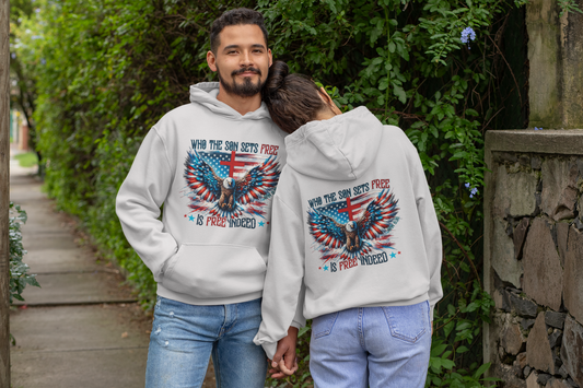 FREE INDEED Heavy Weight Patriotic Christian Hoodie (S-5XL):  Men's & Women's Gildan 18500 - FREE SHIPPING