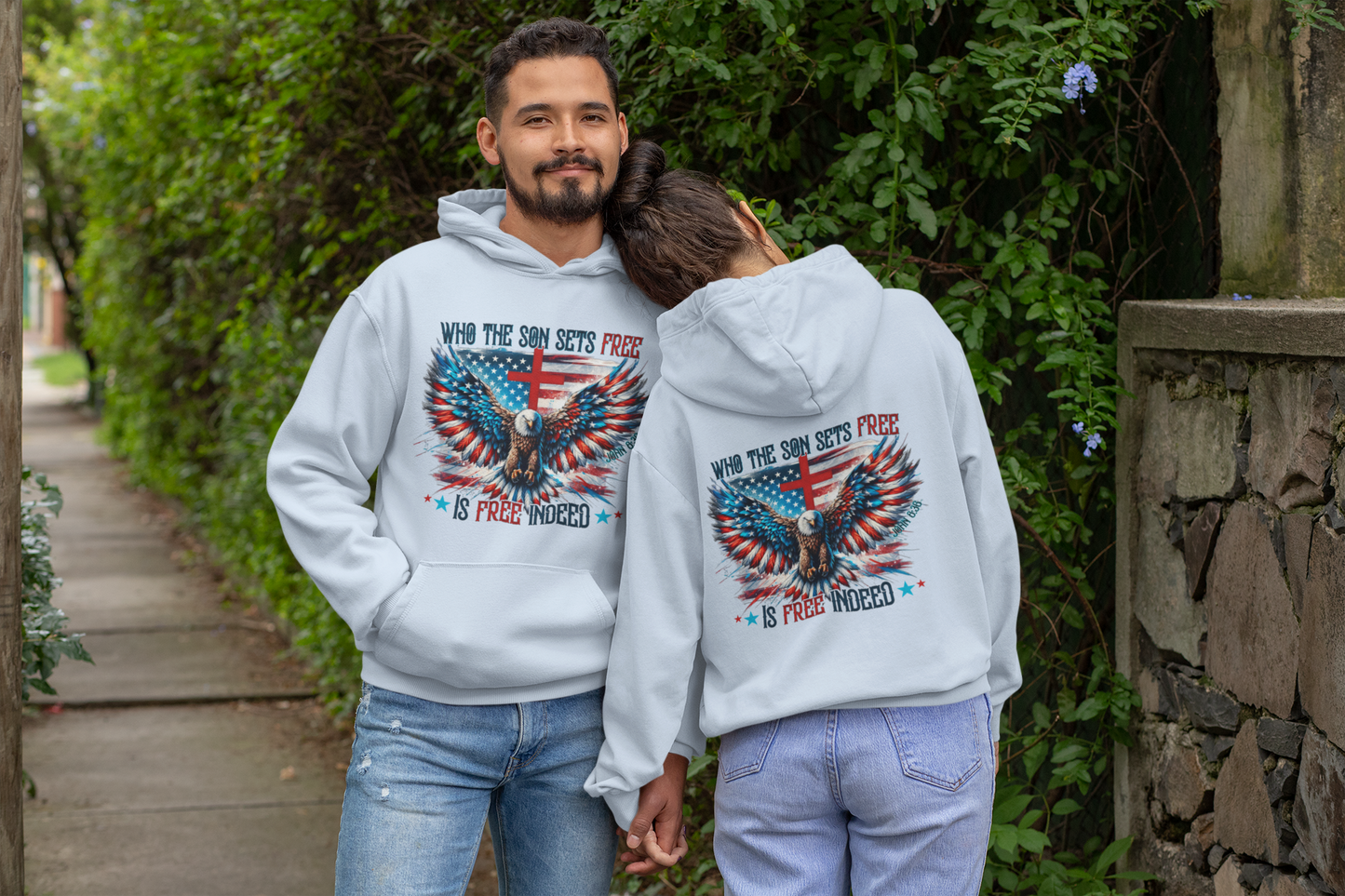 FREE INDEED Heavy Weight Patriotic Christian Hoodie (S-5XL):  Men's & Women's Gildan 18500 - FREE SHIPPING