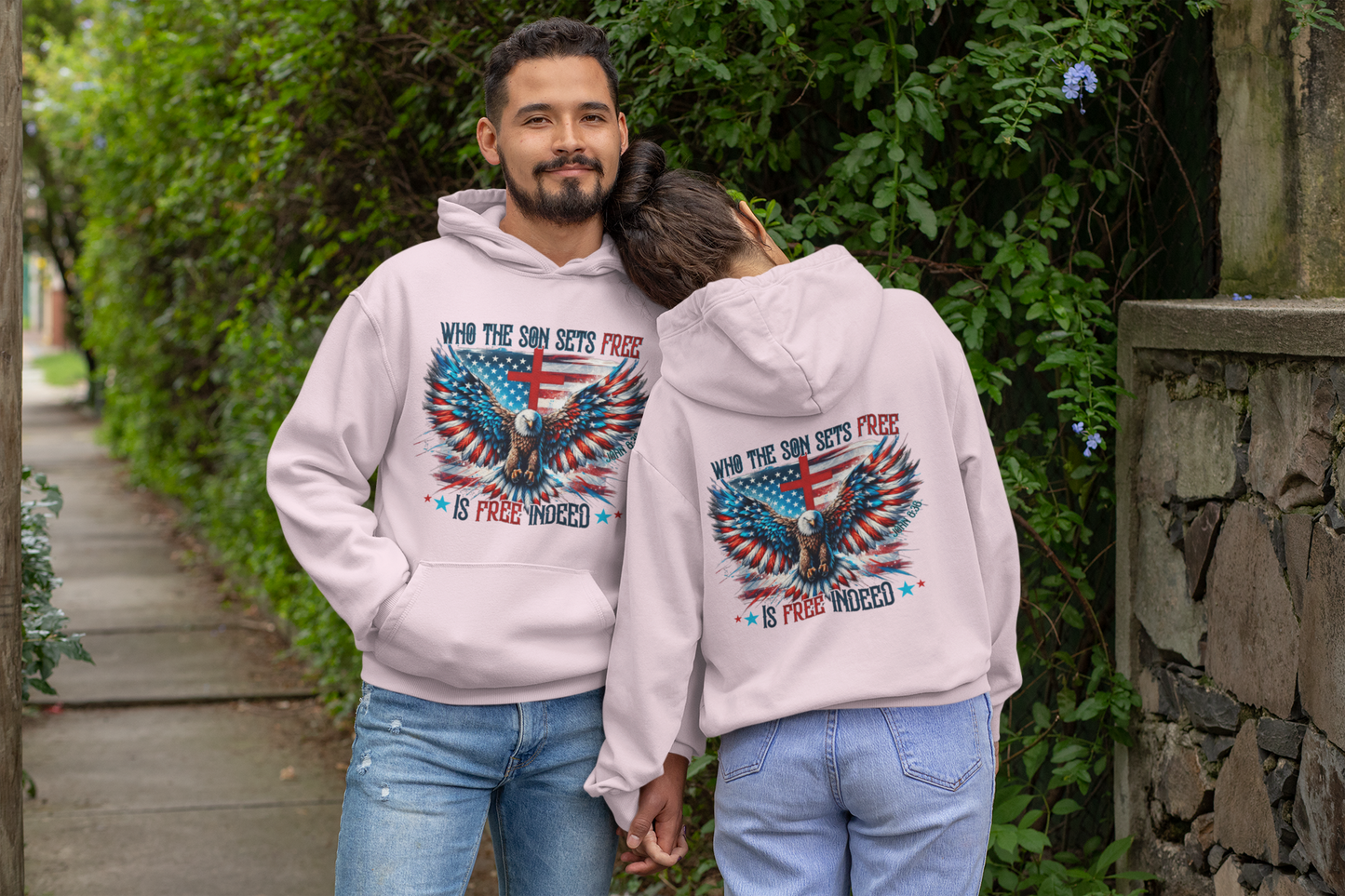 FREE INDEED Heavy Weight Patriotic Christian Hoodie (S-5XL):  Men's & Women's Gildan 18500 - FREE SHIPPING