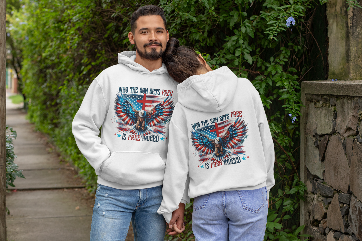 FREE INDEED Heavy Weight Patriotic Christian Hoodie (S-5XL):  Men's & Women's Gildan 18500 - FREE SHIPPING