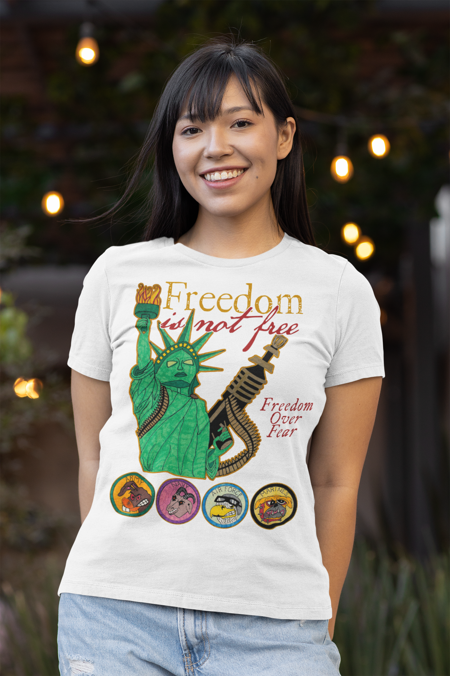 FREEDOM IS NOT FREE Fitted Patriotic T-Shirt (S-2XL):  Women's Bella+Canvas 6004 - FREE SHIPPING