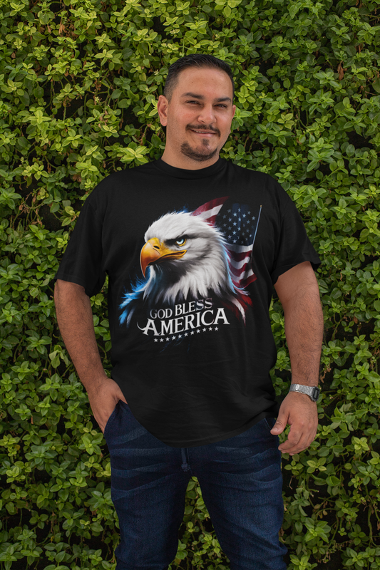 . GOD BLESS AMERICA Plus Size Heavy Weight Patriotic Christian T-Shirt (S-5XL):  Men's Hanes Beefy-T® - FREE SHIPPING