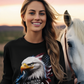 GOD BLESS AMERICA Heavy Weight Patriotic Christian Long Sleeve T-Shirt (S-2XL):  Women's Gildan 2400 - FREE SHIPPING