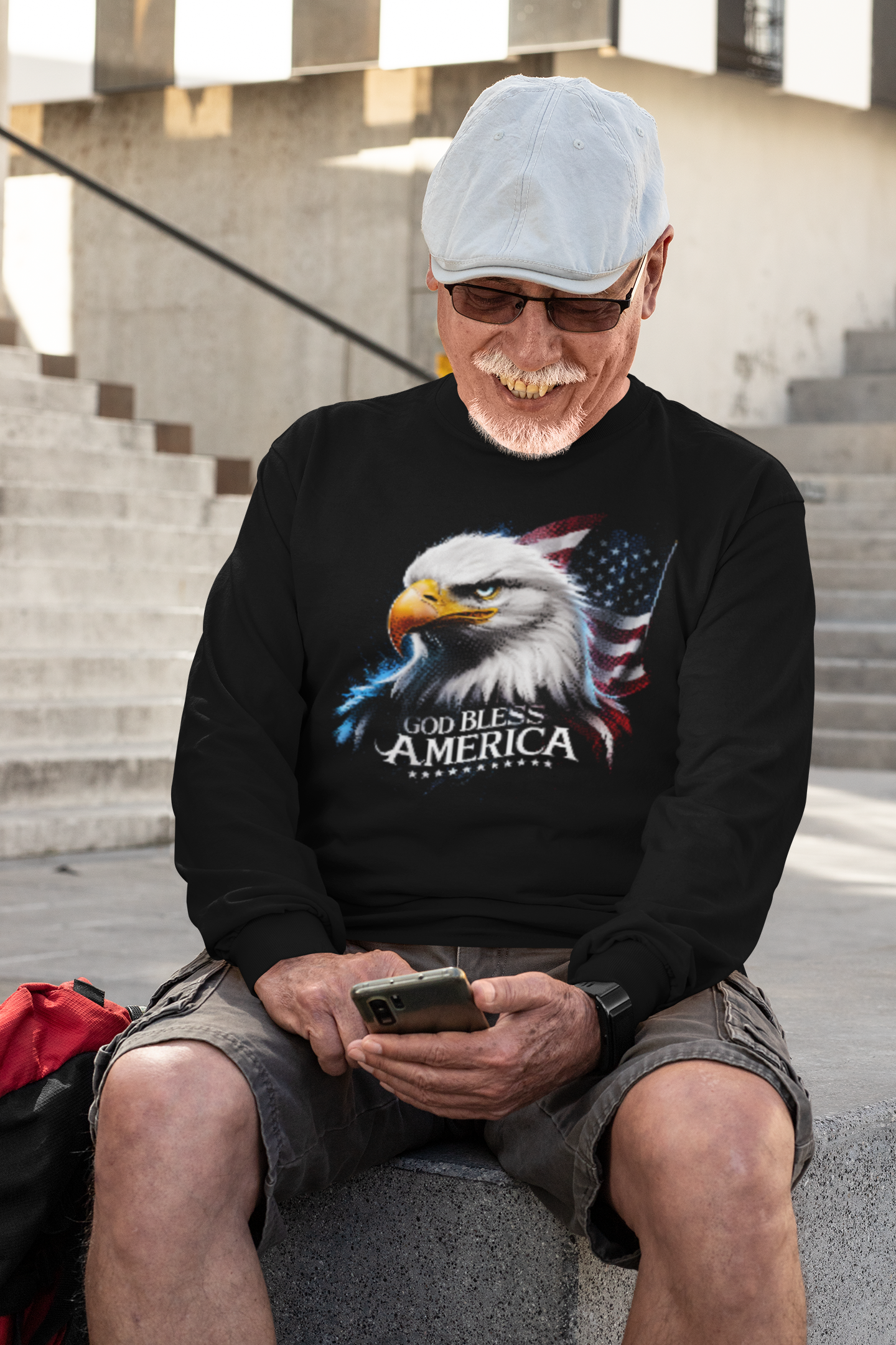 . GOD BLESS AMERICA Heavy Weight Patriotic Christian Long Sleeve T-Shirt (S-2XL):  Men's Gildan 2400 - FREE SHIPPING