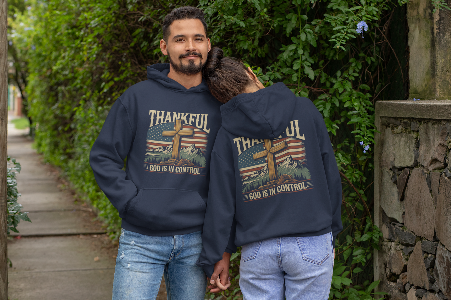 GOD IS IN CONTROL Heavy Weight Patriotic Christian Hoodie (S-5XL):  Men's & Women's Gildan 18500 - FREE SHIPPING