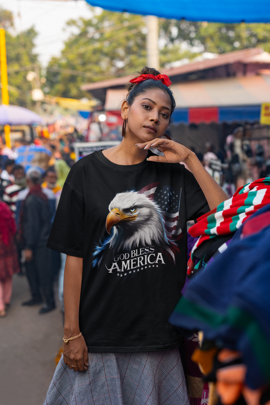 . GOD BLESS AMERICA Plus Size Heavy Weight Christian T-Shirt (S-5XL):  Women's Hanes Beefy-T® - FREE SHIPPING