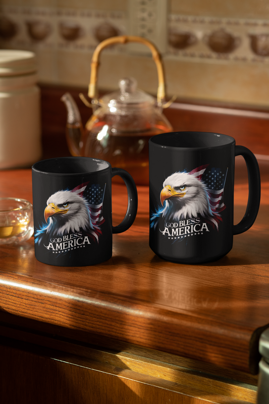 GOD BLESS AMERICA Patriotic Ceramic Coffee Mug (11oz, 15oz) - FREE SHIPPING