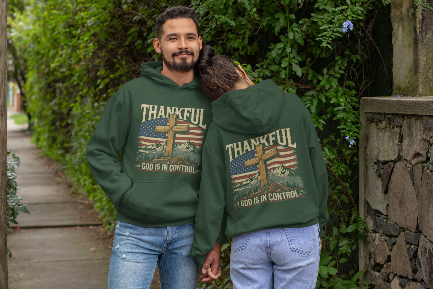 GOD IS IN CONTROL Heavy Weight Patriotic Christian Hoodie (S-5XL):  Men's & Women's Gildan 18500 - FREE SHIPPING