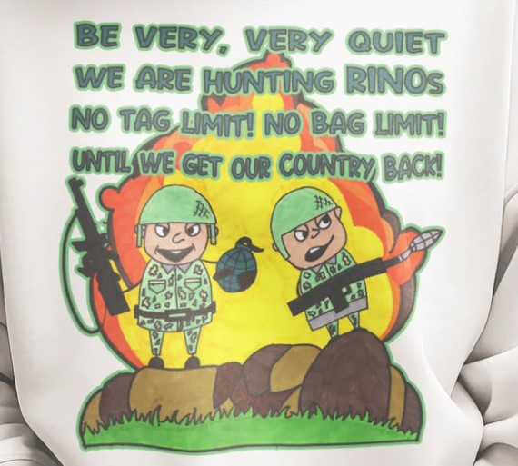 HUNTING RINOs Heavy Weight Patriotic Sweatshirt (S-5XL):  Women's Gildan 18000 - FREE SHIPPING
