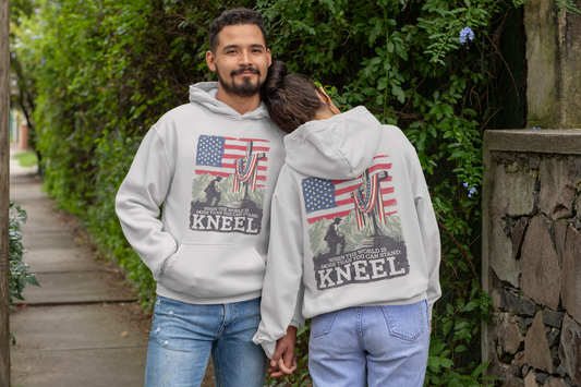 JUST KNEEL Heavy Weight Patriotic Christian Hoodie (S-5XL):  Men's & Women's Gildan 18500 - FREE SHIPPING