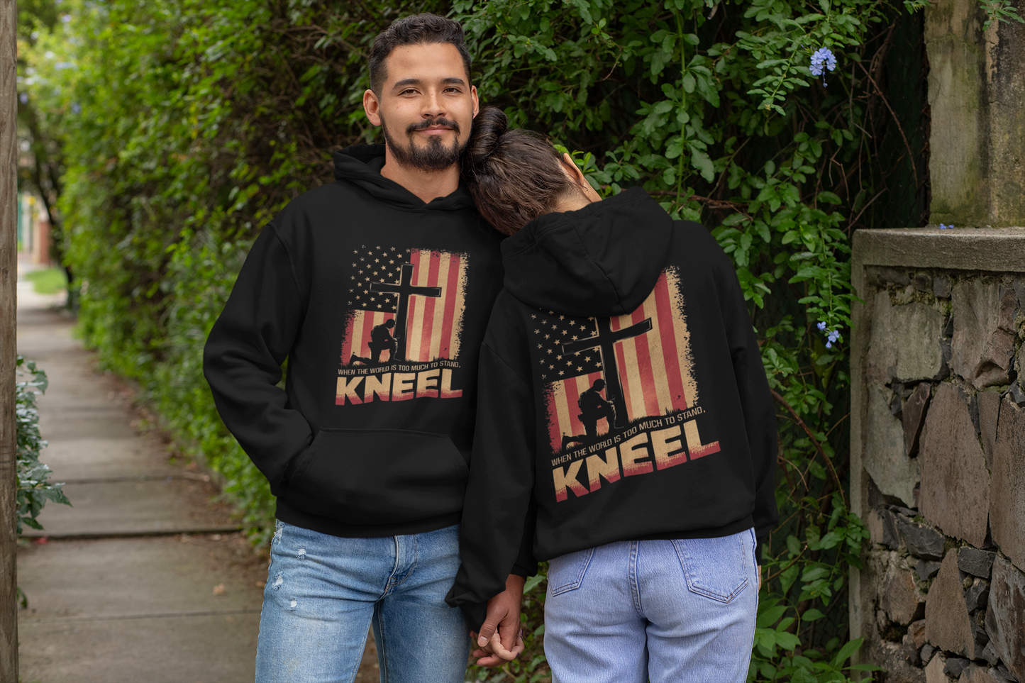 JUST KNEEL Heavy Weight Patriotic Christian Hoodie (S-5XL):  Men's & Women's Gildan 18500 - FREE SHIPPING