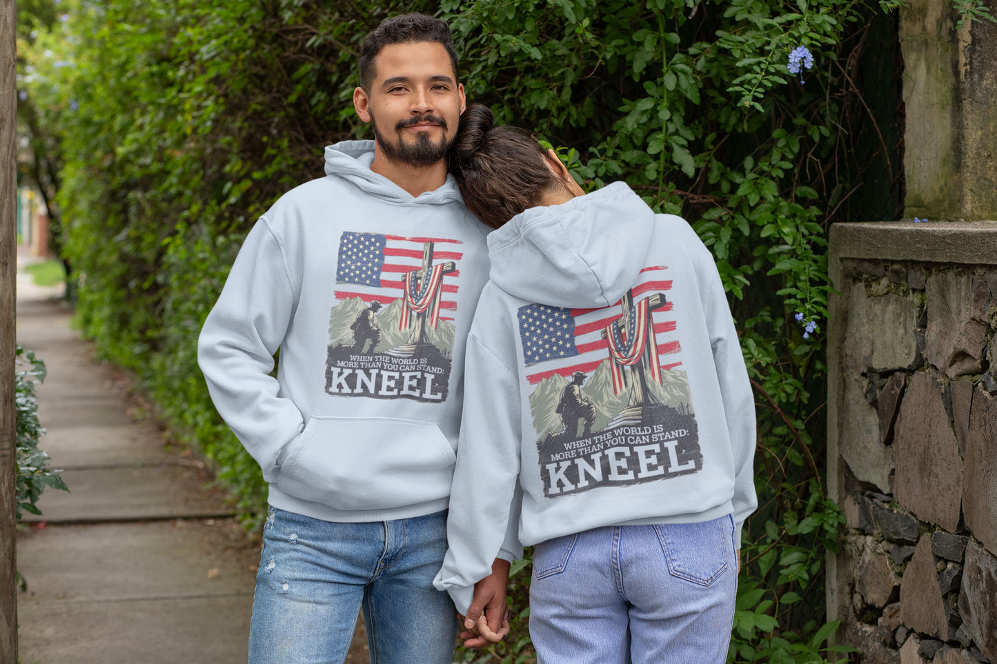 JUST KNEEL Heavy Weight Patriotic Christian Hoodie (S-5XL):  Men's & Women's Gildan 18500 - FREE SHIPPING