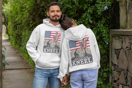 JUST KNEEL Heavy Weight Patriotic Christian Hoodie (S-5XL):  Men's & Women's Gildan 18500 - FREE SHIPPING