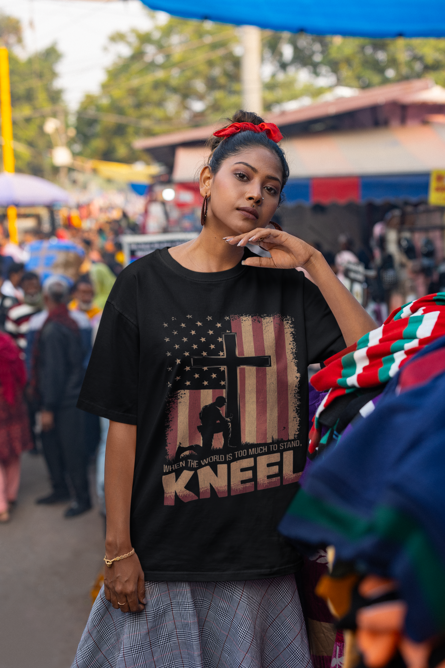 . JUST KNEEL Plus Size Heavy Weight Christian T-Shirt (S-5XL):  Women's Hanes Beefy-T® - FREE SHIPPING