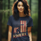 JUST KNEEL Semi-Fitted Patriotic Christian T-Shirt (S-3XL):  Women's Gildan 5000L - FREE SHIPPING