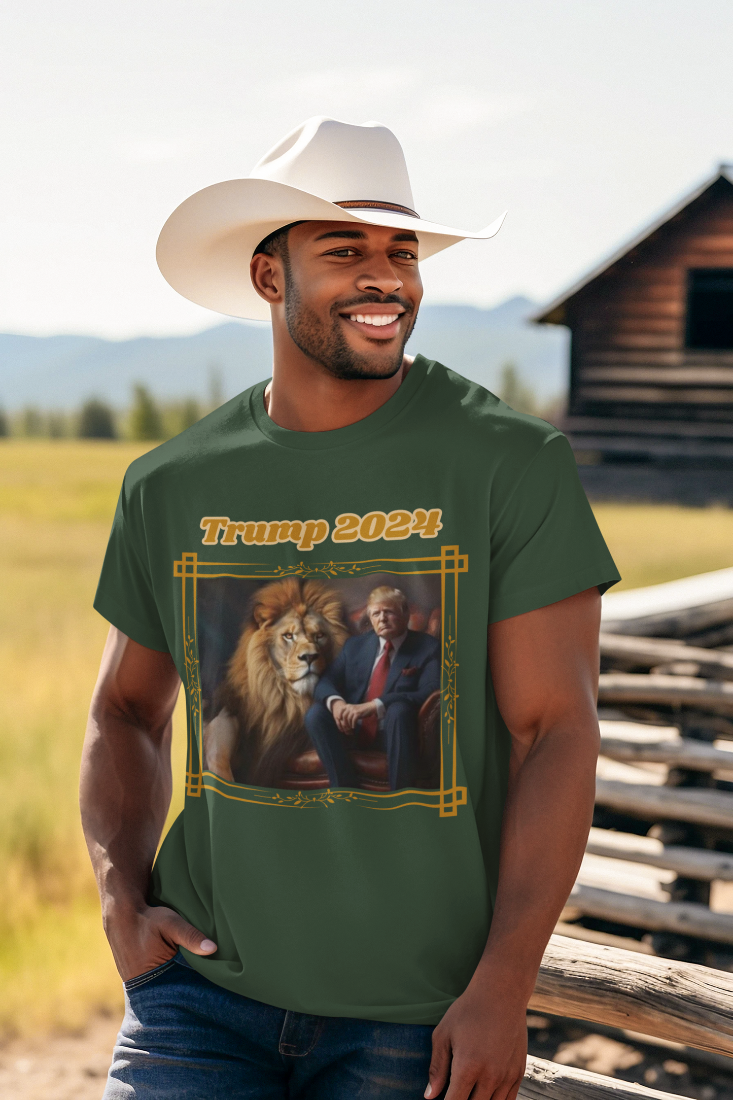 TRUMP 2024 Patriotic T-Shirt (S-5XL):  Men's Medium Weight Gildan 5000 - FREE SHIPPING